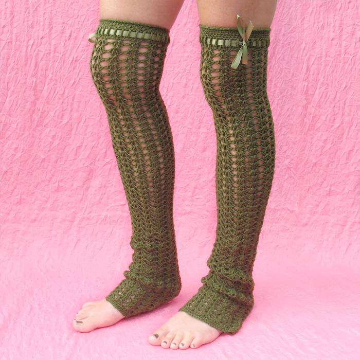 1pair Millennial Flared Leg Warmers With Crochet Knee Pads, Sweet